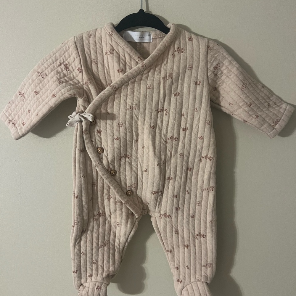 Zara Cream Quilted Kids Footie